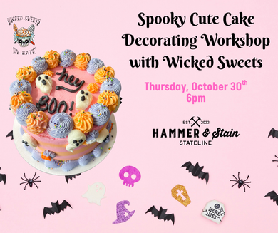 10-30-25 Spooky Cute Ghost Cake Decorating Workshop with Wicked Sweets 6pm