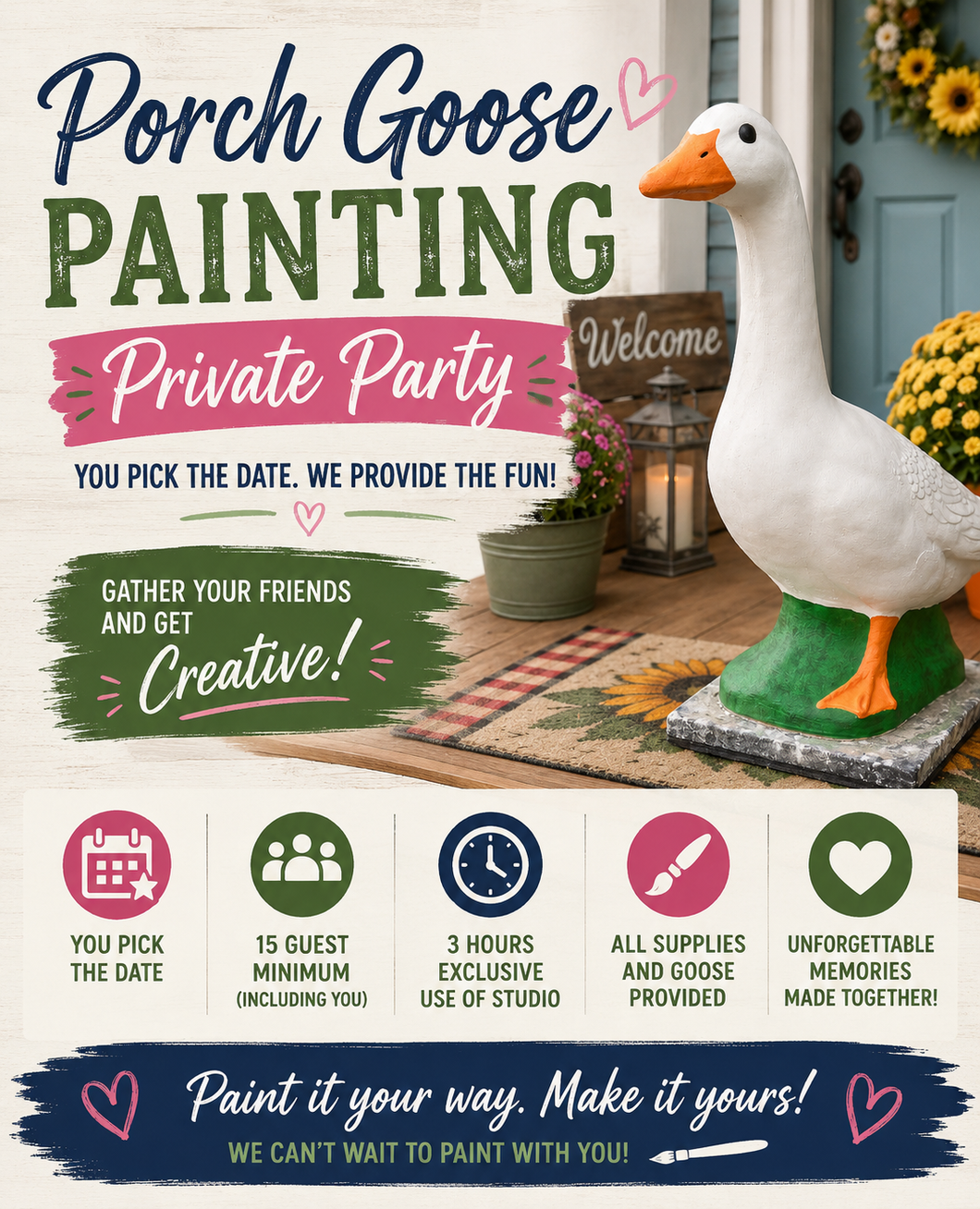 Paint a Porch Goose Private Party Deposit